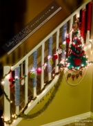 Christmas knit/crochet decorated staircase